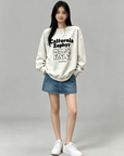 Korean-Style 380g Fleece-Lined Embroidered Sweatshirt