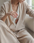 Rabbit Hair Blend Knit Set with Layered V-Neck Cardigan