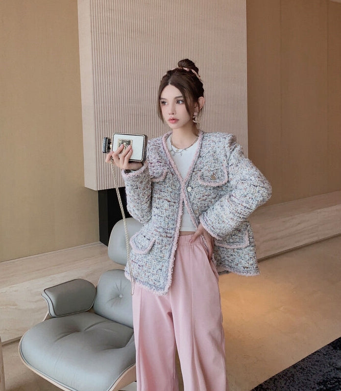 Deluxe Tweed Jacket in Blush Tones