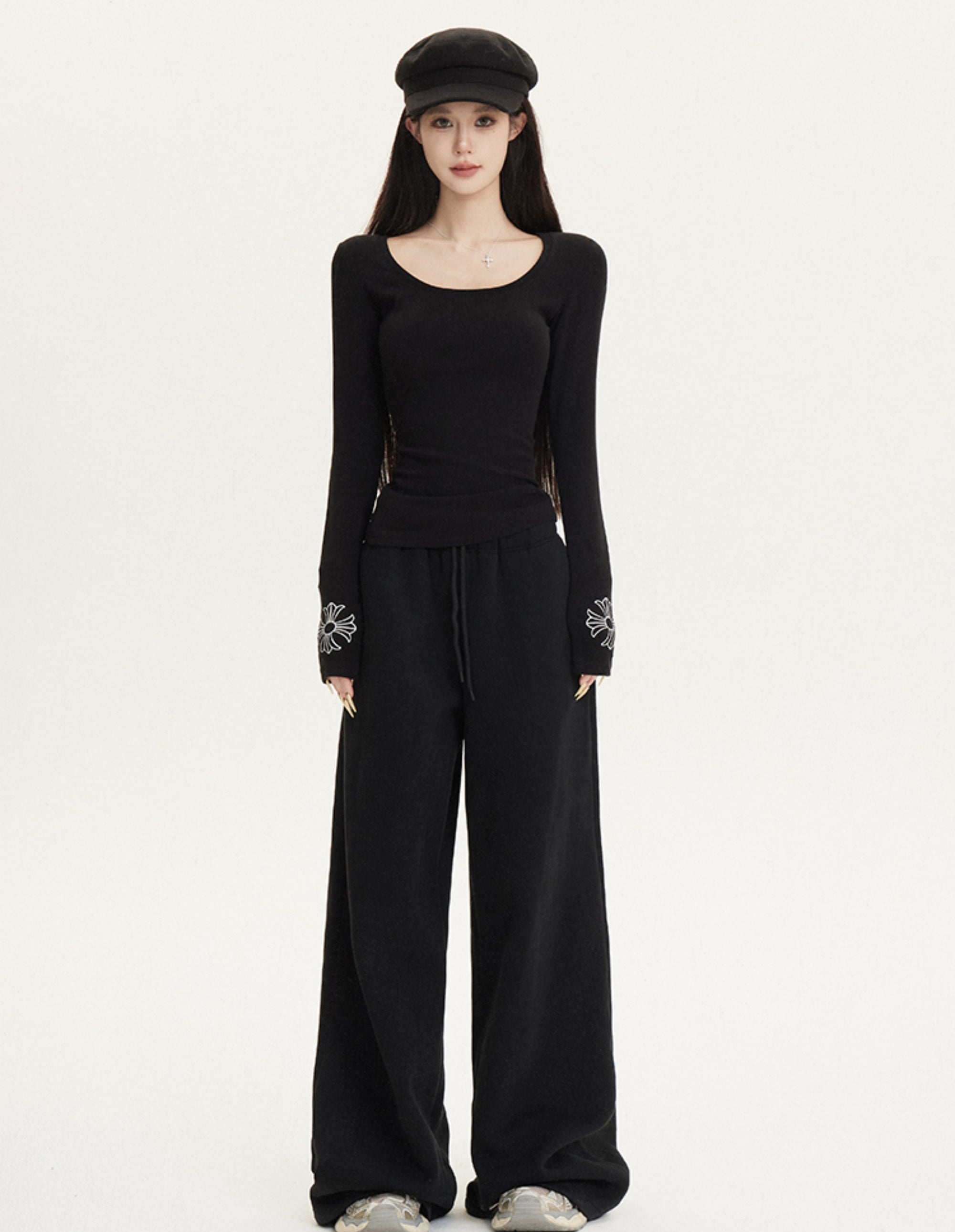 Dark Aesthetic Fleece-Lined Chrome Hearts-Inspired Set