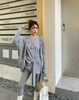 Relaxed Sequin Knit Cardigan with Sheer Details