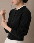 Mock Neck Layered Knit Cardigan