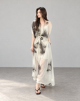 Ink Wash Print Maxi Skirt