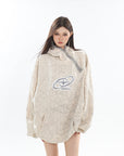 Spring/Summer New Arrival Unique Asymmetric Zipper Off-Shoulder Sweatshirt