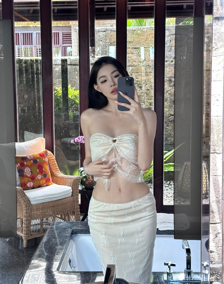 Island Vibe Separates Bodycon Skirt Swimsuit 3-Piece Set