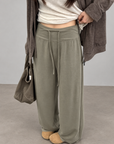 Soft, fluid wide-leg trousers with a comfortable wide waistband.