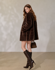 Old-Money Inspired Faux Mink Mid-Length Coat