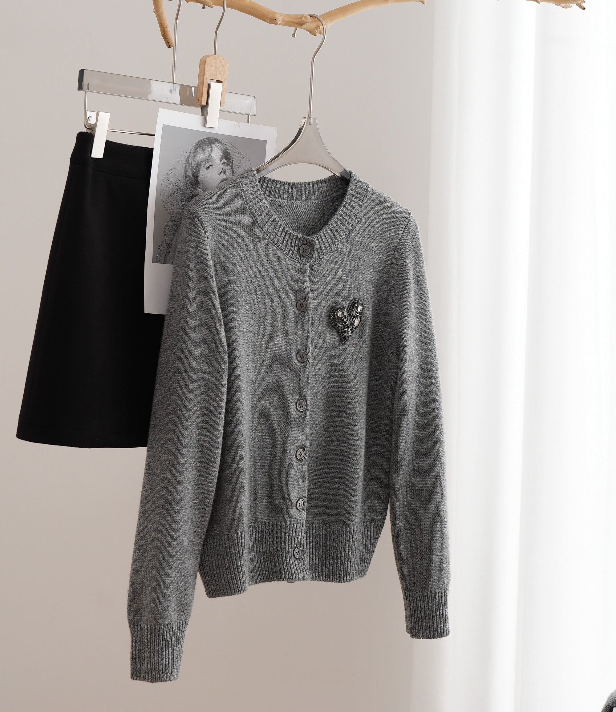 Luxurious Heart Mo&Co Classic Wool Cardigan
