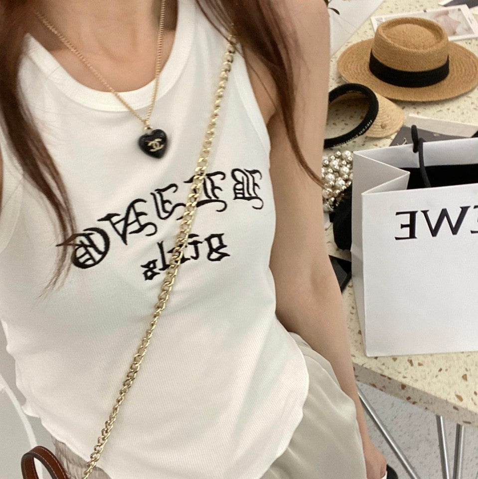 Embroidered Letter Vest
