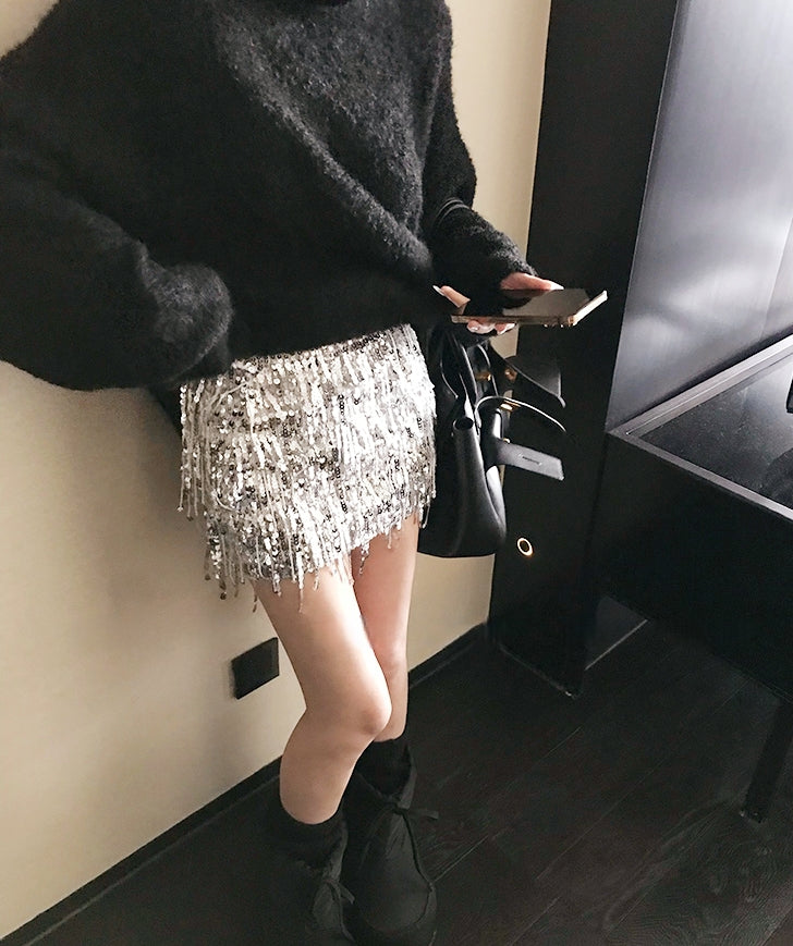 Deluxe Sequin Fringe Skirt