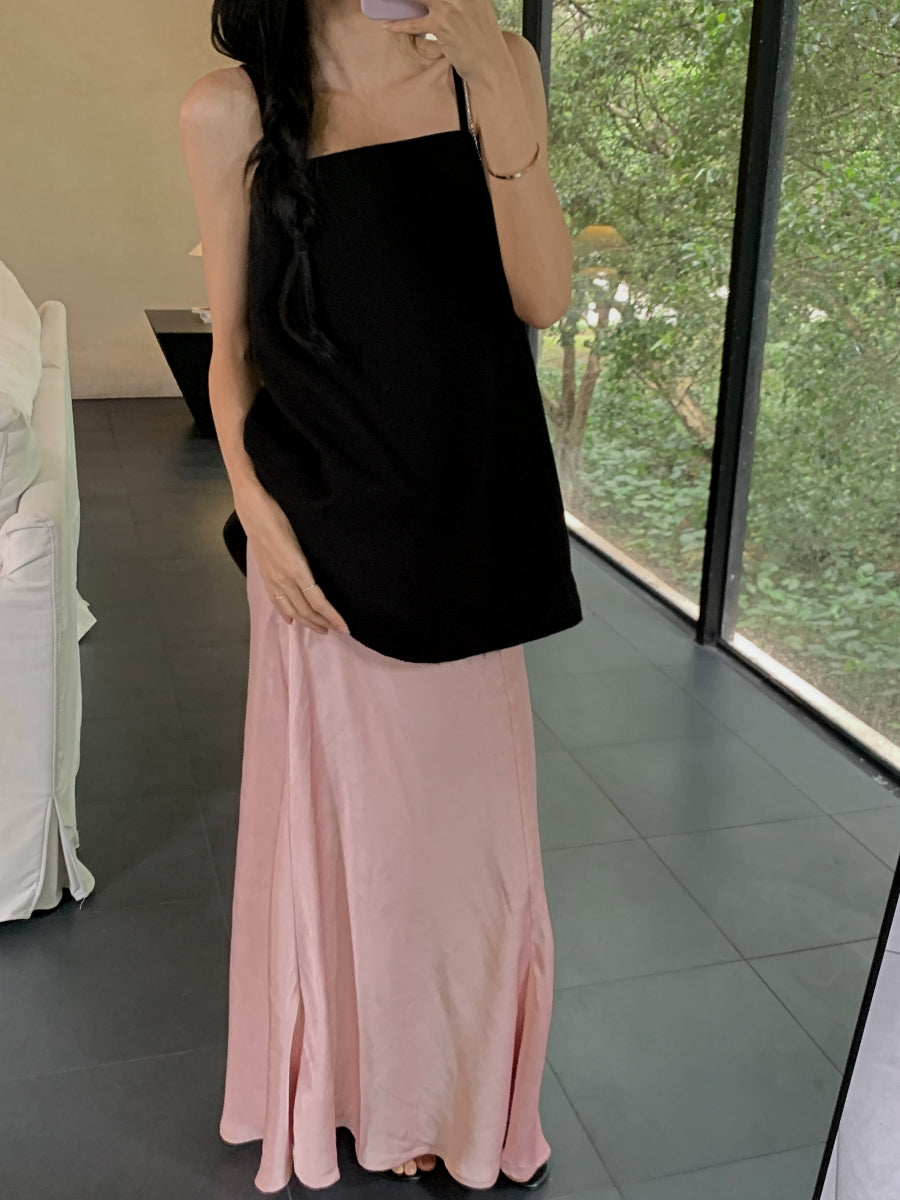 Must-Have Tie-Strap Camisole + Acetate Satin Mermaid Skirt