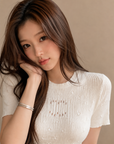 Textured Knit Short Sleeve Top