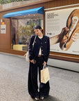 Korean-style short blue tweed jacket – youthful look