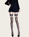 Lace Garter Belt with Black Stockings