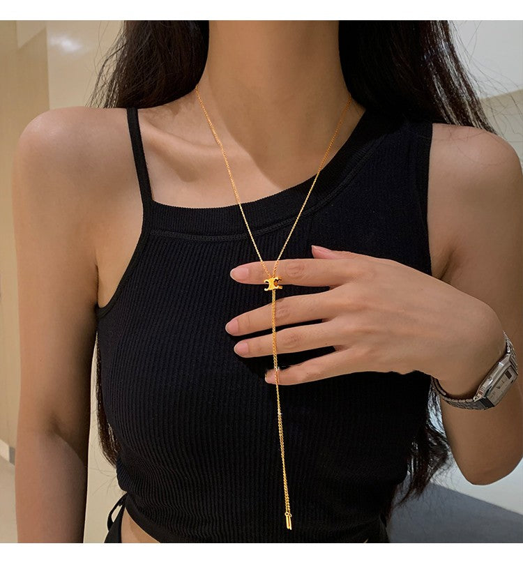 Long Gold Tassel Necklace