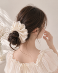 Korean-Inspired Oversized Pearl Satin Scrunchie