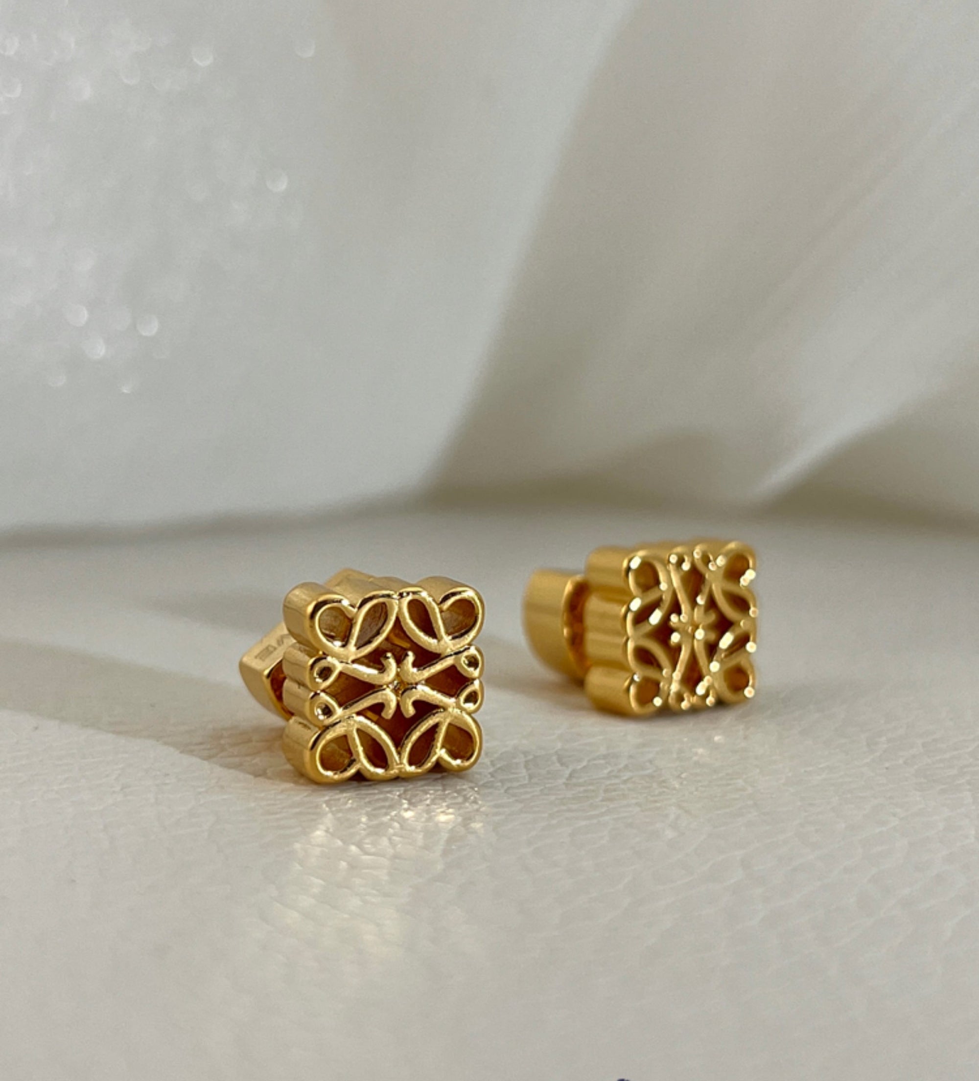 Geometric Hollow Gold 3D Stud Earrings
