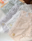 Ice Silk Sexy Lace Pure Desire Mesh Heart Panties (BEIGE)