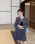 Wool-Silk Knitted Pleated Skirt Set
