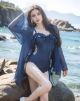 Sexy Cutout One-Piece Swimsuit + Cover-Up Set