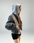 Grey Baseball Jacket + Hooded Sweatshirt 2-Piece Set