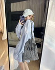 Striped Long-Sleeve Shirt + Shorts Set
