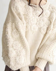 French Heavywork Chunky Floral Wool-Cashmere Sweater