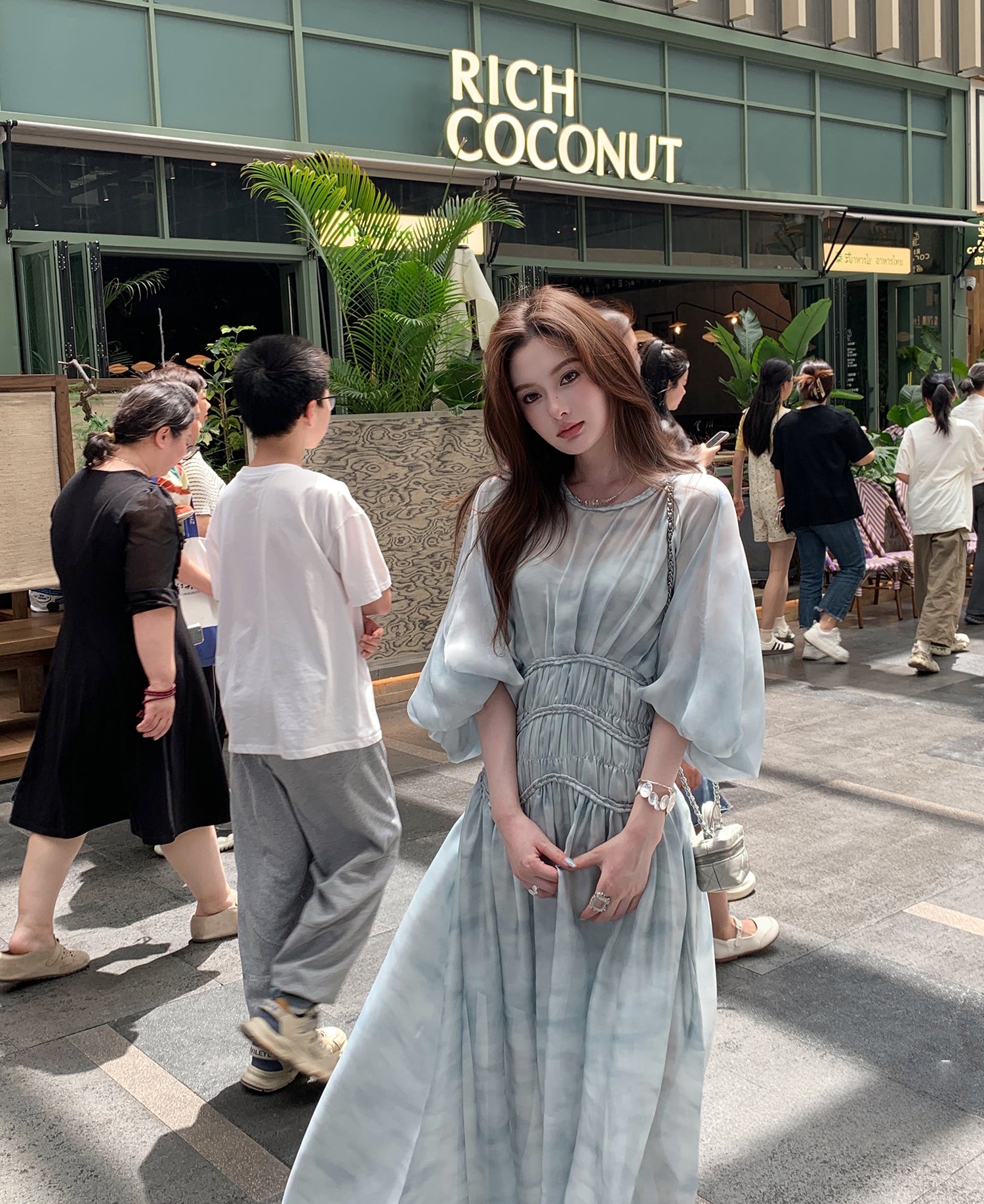 Dreamy French-Style Lantern Sleeve Maxi Dress (with Slip Dress)