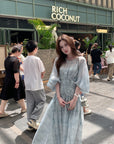 Dreamy French-Style Lantern Sleeve Maxi Dress (with Slip Dress)