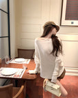 Stylish Asymmetrical Shoulder Knit Long-Sleeve Top