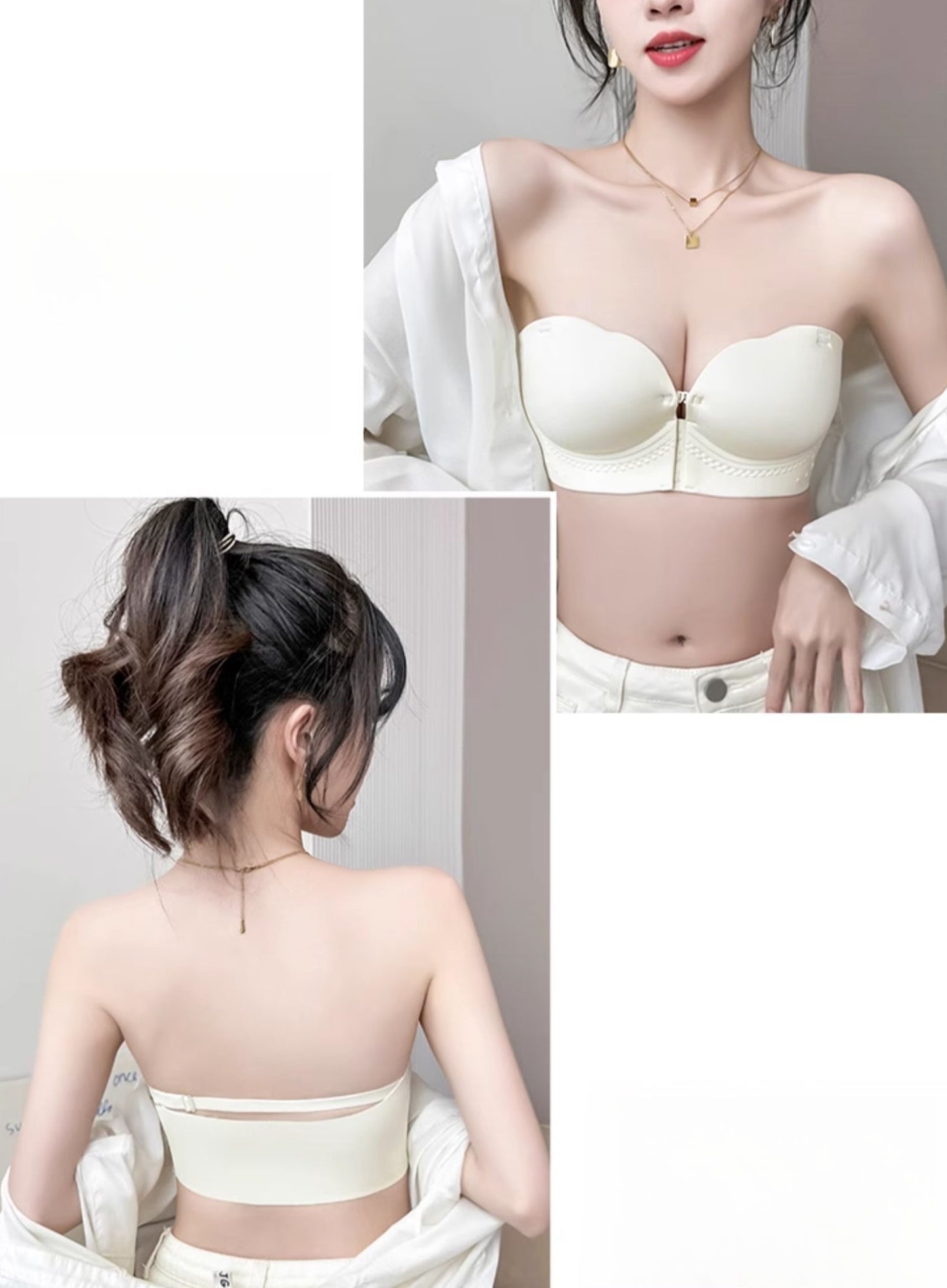 New Front-Clasp Strapless Double-Lock Bra(No Panties Included)