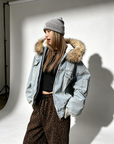 Washed Blue Baby Fleece Parka Jacket