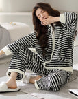 Upgraded Black & White Striped Flannel Loungewear Set