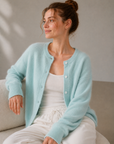 Fluffy Knit Cardigan in Soft Lake Blue