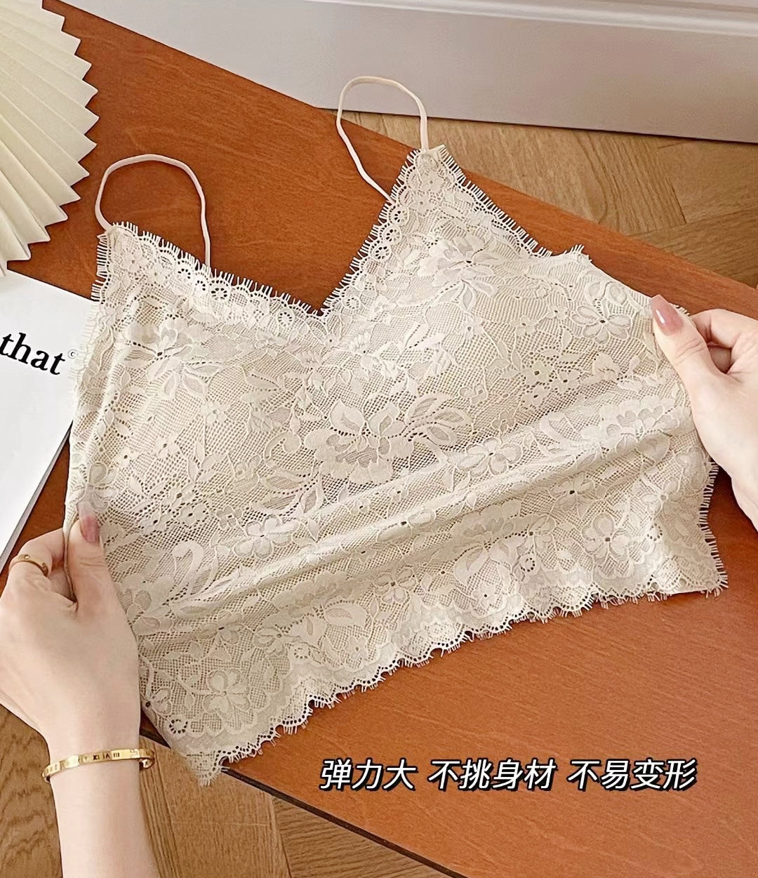 Elegant Eyelash Lace Deep V Camisole
