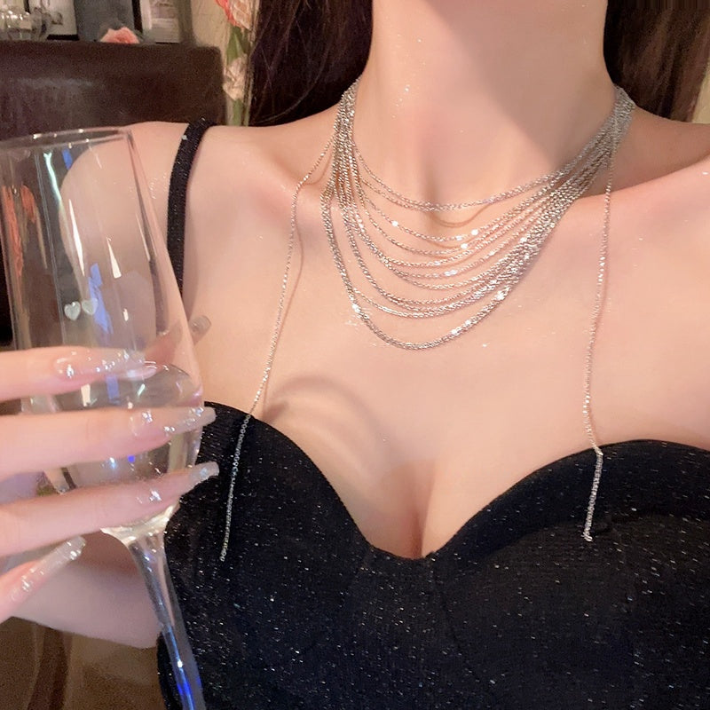 Sparkling Multi-Layer Tassel Necklace