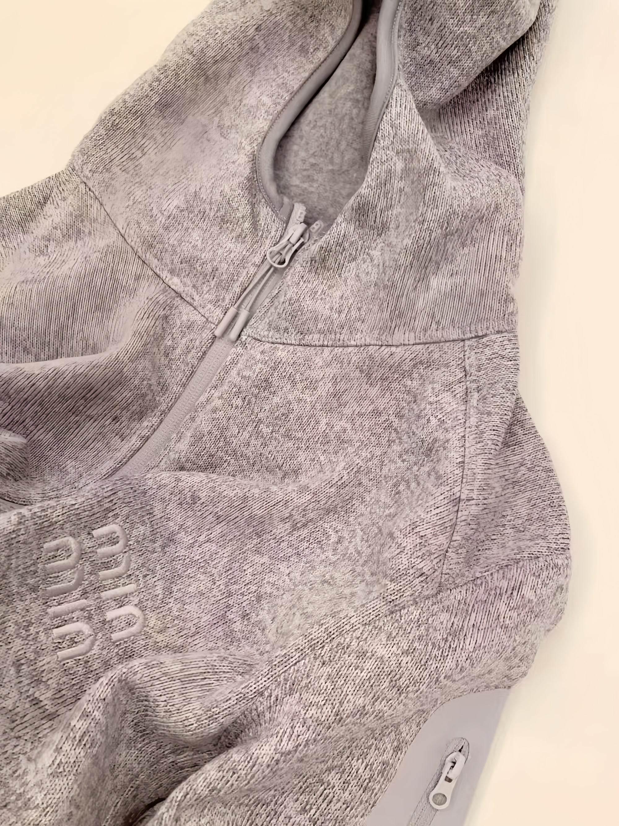 Zip-Up Knitted Hoodie with 3D Embroidered Logo