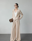 Rabbit Hair Blend Knit Set with Layered V-Neck Cardigan