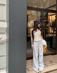 Must-Have Pants! Baby Blue Straight-Leg Floor-Length Jeans