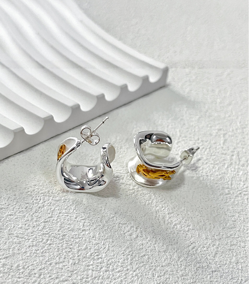 Irregular Letter 925 Silver Stud Earrings