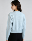 Loewe-Inspired W Embroidered Cropped Knit Sweater