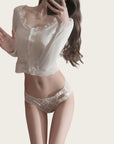 Double Bow Embroidered Mesh Low-Waist Pantie