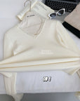 Korean-Style Lace V-Neck Knit Top