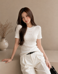 Textured Knit Short Sleeve Top