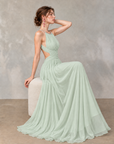 Moonlight Muse Halter Neck Backless Maxi Dress