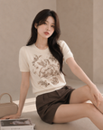 Heavy Embroidered Pegasus Knit Top