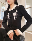 Textured Knit Embroidered Cropped Top