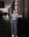 Handcrafted sequin flower tailored pants