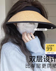 Uv Black Rubber Layer Empty Top Straw Hat