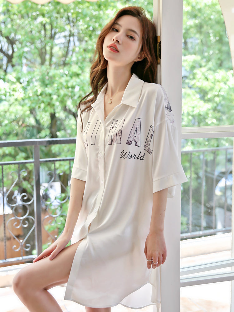 Silky Soft Boyfriend Shirt Nightdress